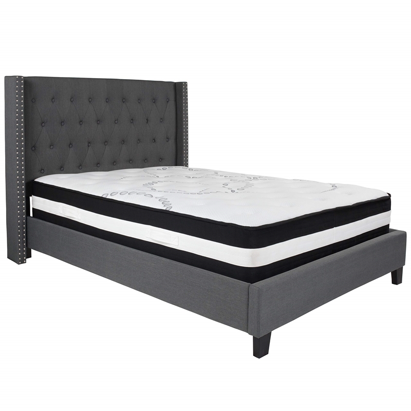 Flash Furniture Riverdale Tufted King Platform Bed in Black