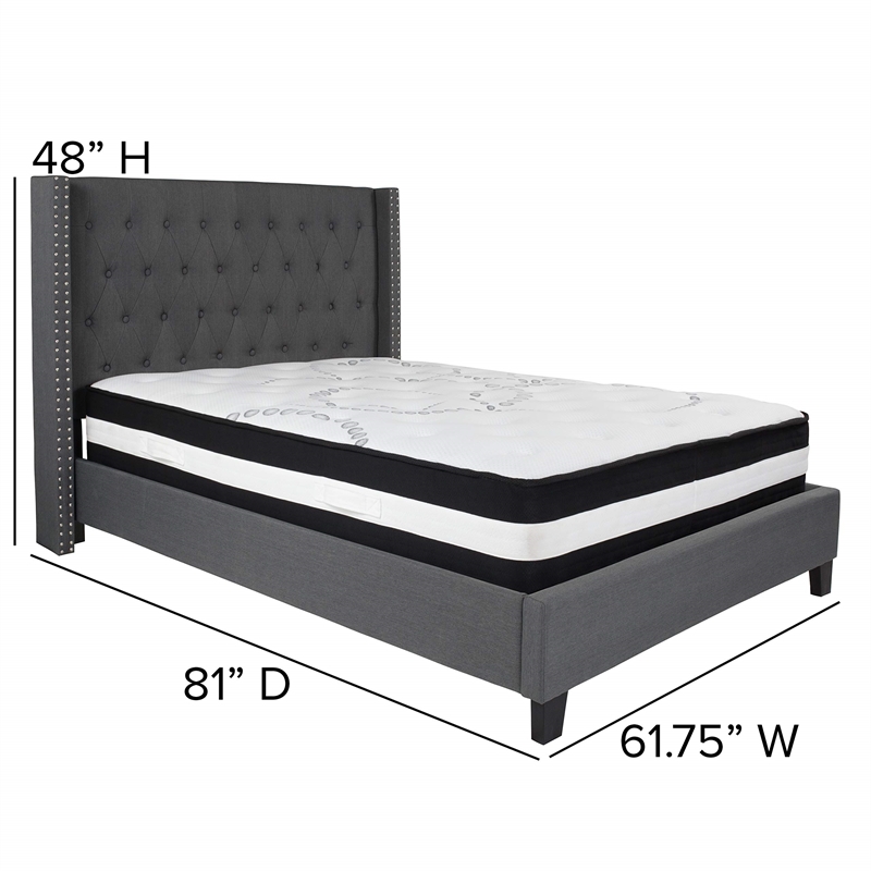 Flash Furniture Riverdale Tufted King Platform Bed in Black