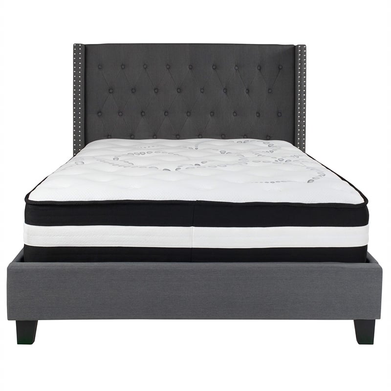 Flash Furniture Riverdale Tufted King Platform Bed in Black