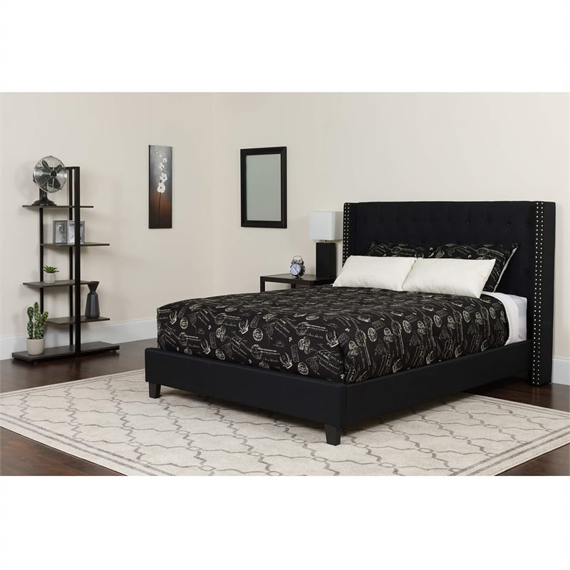 Flash Furniture Riverdale Tufted Queen Platform Bed in Black
