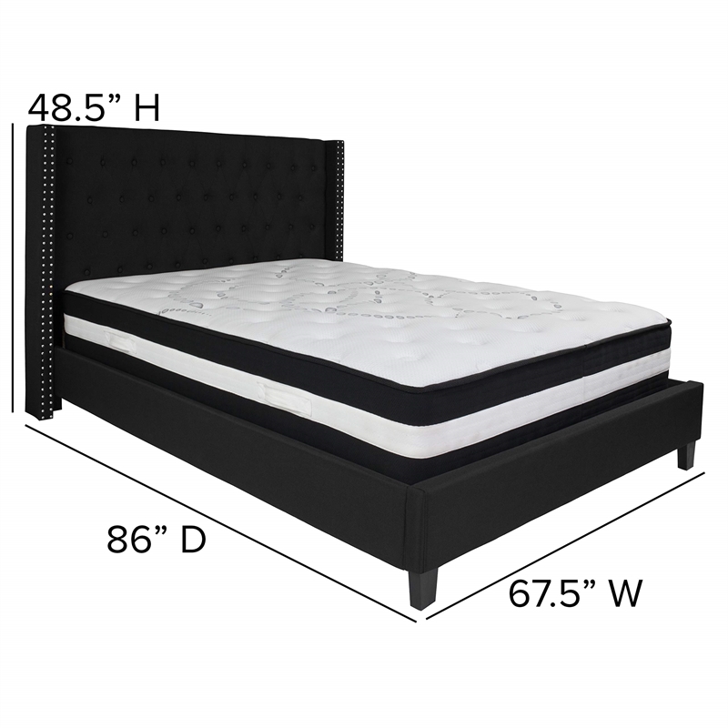 Flash Furniture Riverdale Tufted Queen Platform Bed in Black