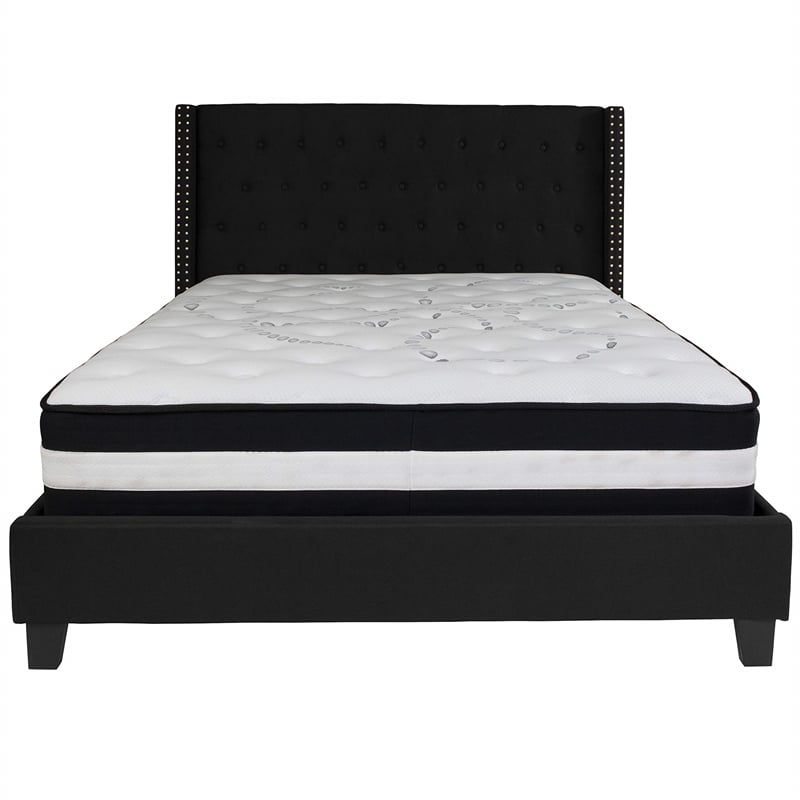 Flash Furniture Riverdale Tufted Queen Platform Bed in Black