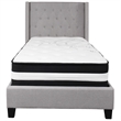 Flash Furniture Riverdale Tufted Twin Platform Bed in Light Gray