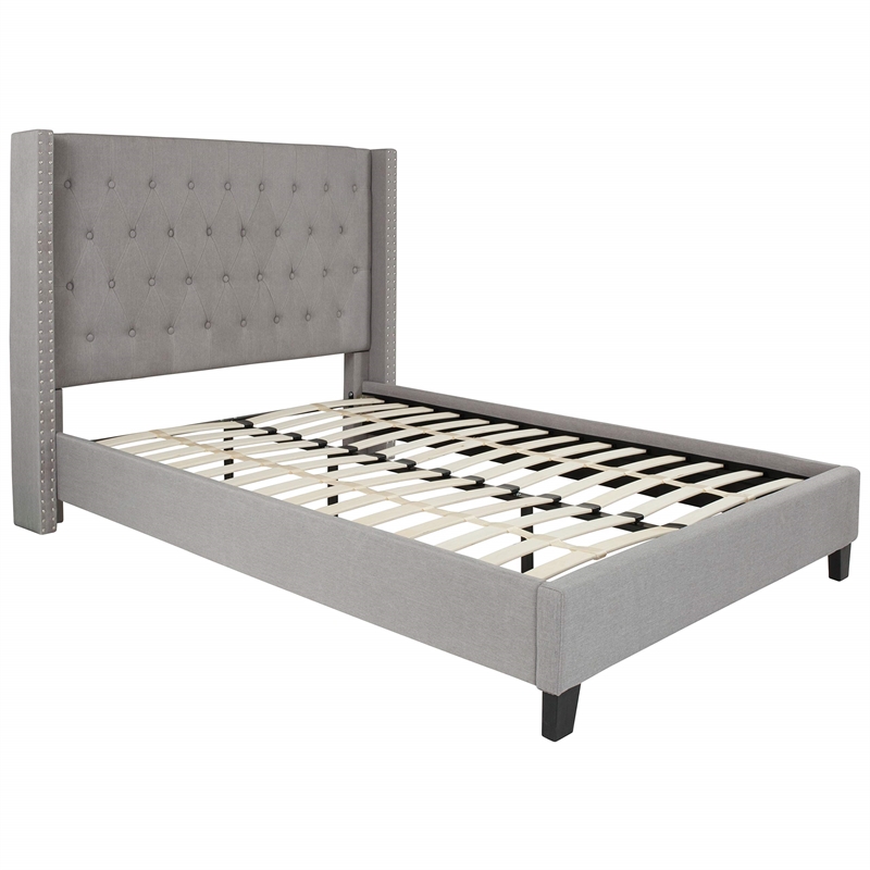 Flash Furniture Riverdale Upholstered Full Platform Bed in Light Gray