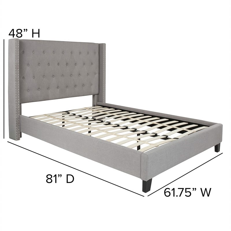 Flash Furniture Riverdale Upholstered Full Platform Bed in Light Gray