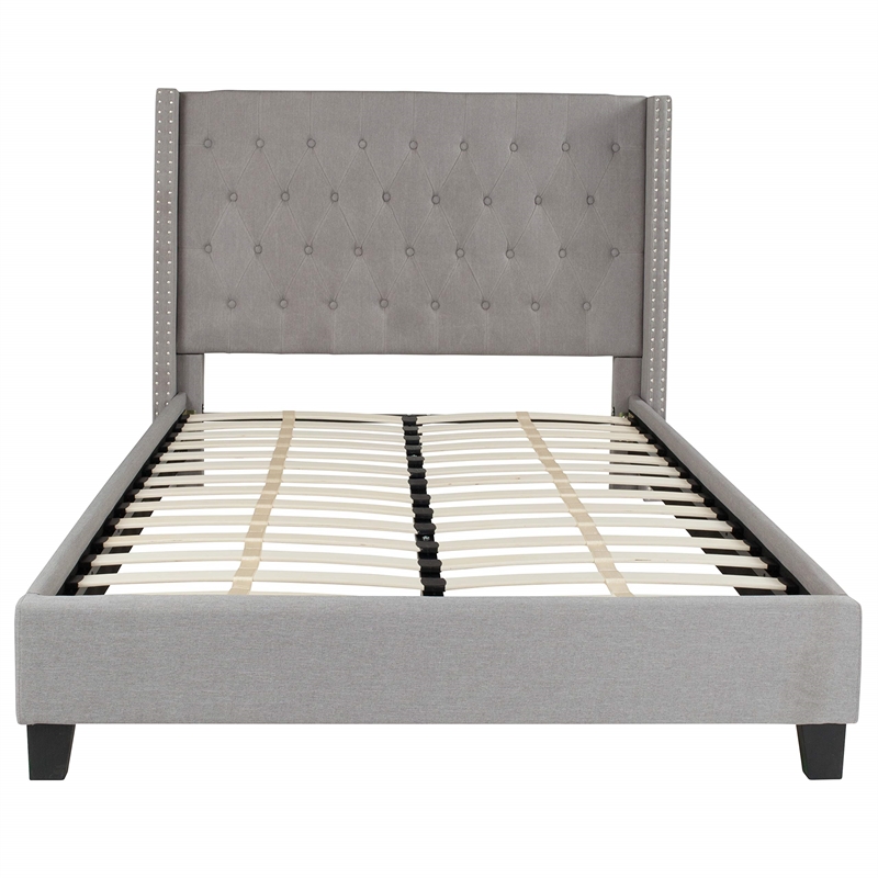 Flash Furniture Riverdale Upholstered Full Platform Bed in Light Gray