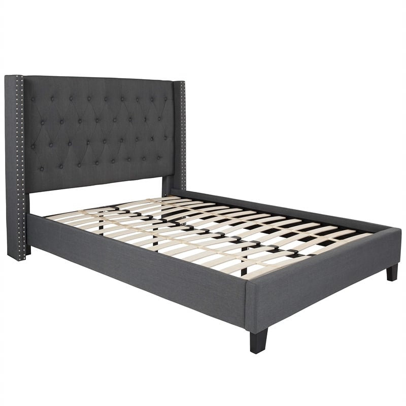 Flash Furniture Riverdale Upholstered Full Platform Bed in Dark Gray
