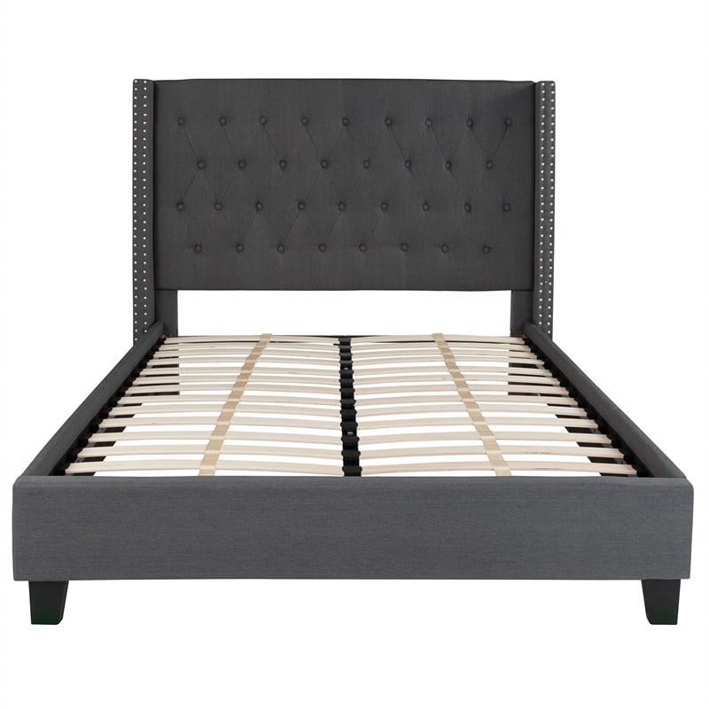 Flash Furniture Riverdale Upholstered Full Platform Bed in Dark Gray