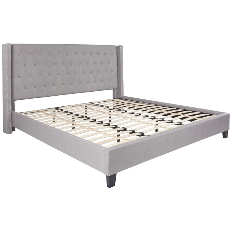 Flash Furniture Riverdale Upholstered King Platform Bed In Light Flash Furniture Riverdale Upholstered King Platform Bed In Light Gray Hg 44 Gg