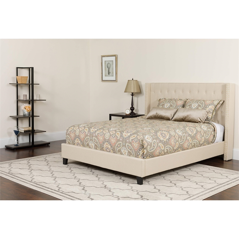 Flash Furniture Riverdale Upholstered Queen Platform Bed in Black