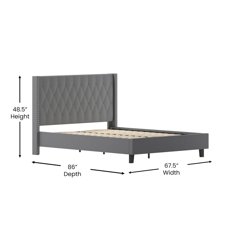 Flash Furniture Riverdale Upholstered Queen Platform Bed in Dark Gray