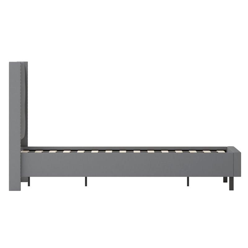 Flash Furniture Riverdale Upholstered Queen Platform Bed in Dark Gray