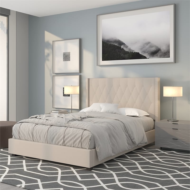 Flash Furniture Riverdale Upholstered Twin Platform Bed in Dark Gray