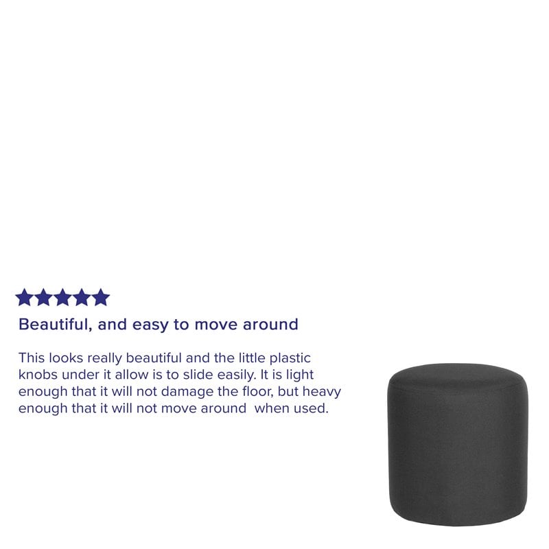 Flash Furniture Barrington Round Pouf Ottoman in Black