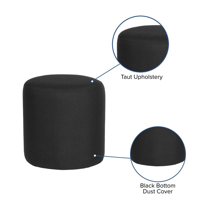 Flash Furniture Barrington Round Pouf Ottoman in Black