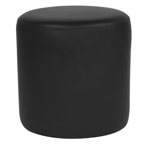 Flash Furniture Barrington Leather Round Pouf Ottoman in Black