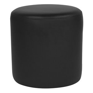 flash furniture barrington leather round pouf ottoman in black