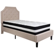 Flash Furniture King Platform Panel Bed and Mattress in Beige