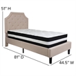 Flash Furniture King Platform Panel Bed and Mattress in Beige