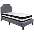 Flash Furniture Queen Platform Panel Bed and Mattress in Light Gray