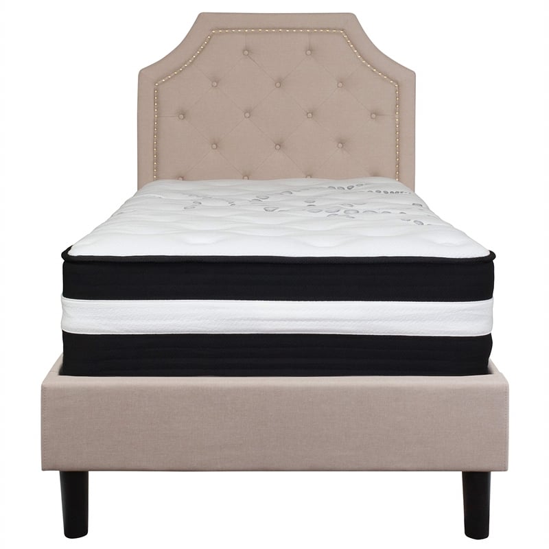 Flash Furniture Twin Platform Panel Bed and Mattress in Black