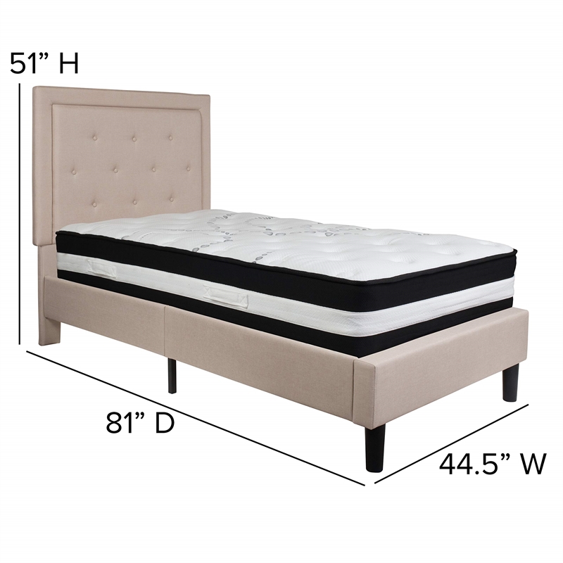 Flash Furniture Full Platform Panel Bed and Mattress in Black