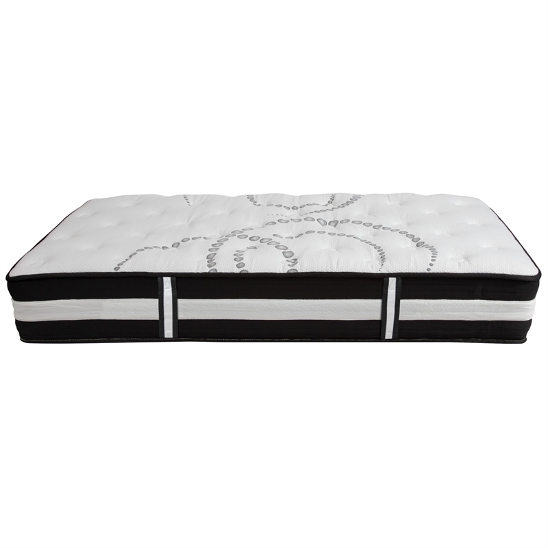 Flash Furniture Twin Platform Panel Bed and Mattress in Black