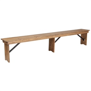 Flash Furniture Hercules Folding Wood Dining Bench in Antique Rustic Brown