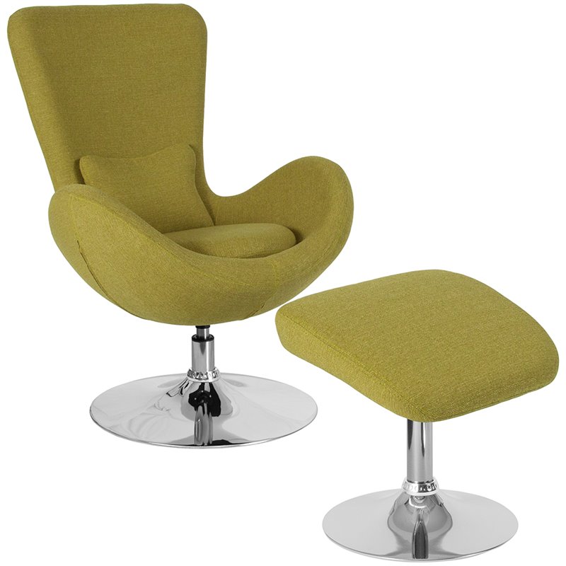 Flash Furniture Fabric Egg Chair with Ottoman in Green 889142338437 | eBay