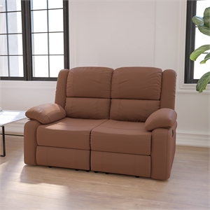 Flash Furniture Harmony Microfiber Upholstered Reclining Sofa in Brown