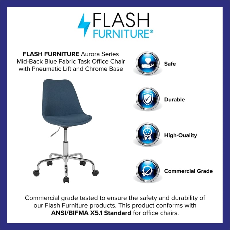 Flash Furniture Mid Back Swivel Office Chair in Blue