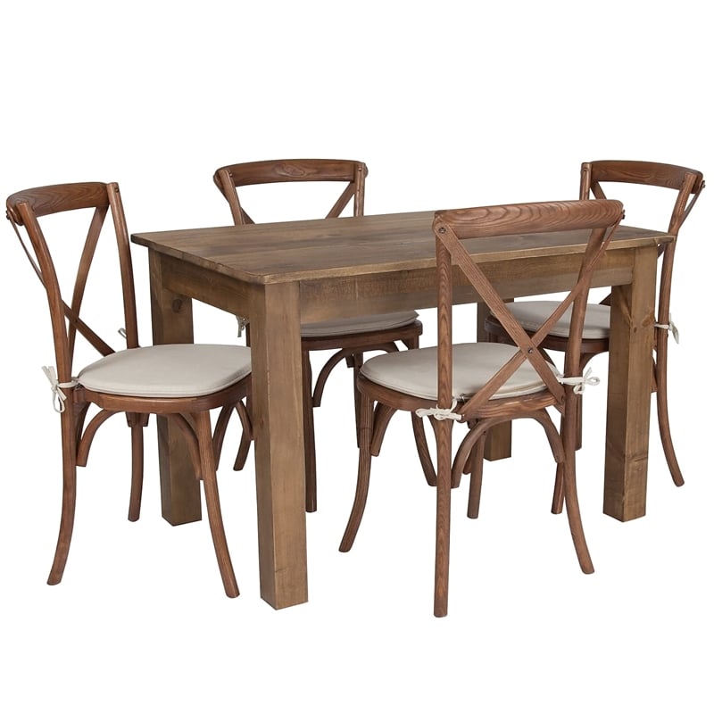 Flash Furniture 5 Piece Dining Set in Antique Rustic
