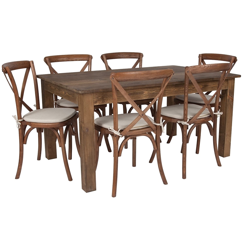 Flash Furniture 7 Piece Dining Set in Antique Rustic