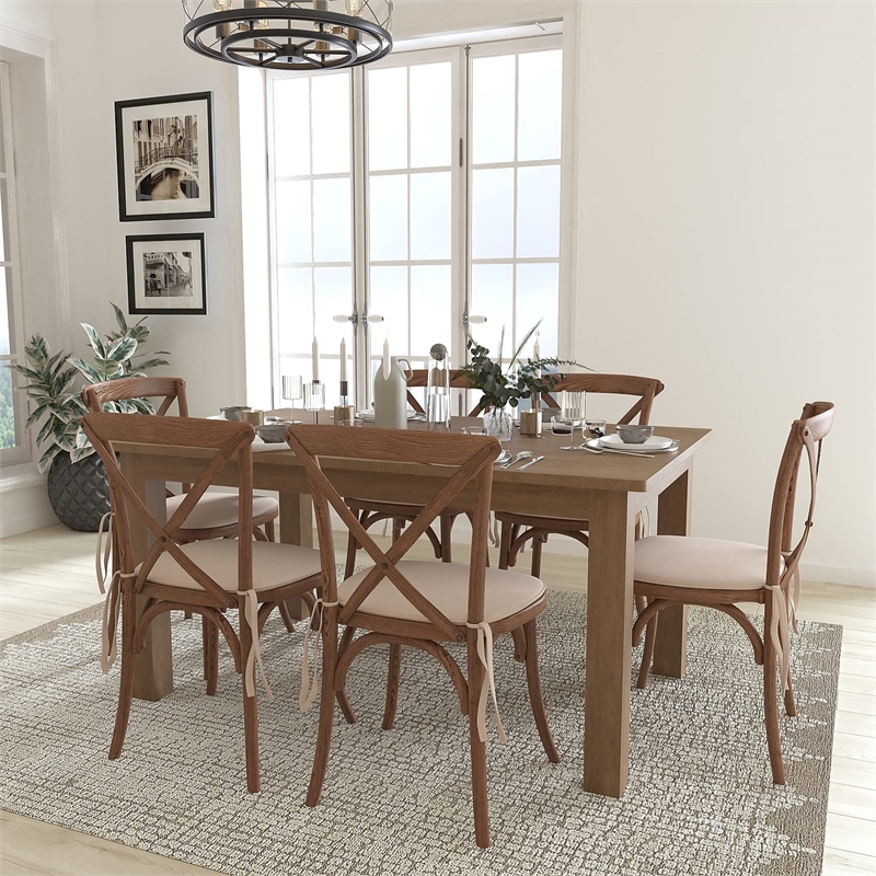 Flash Furniture 7 Piece Dining Set in Antique Rustic