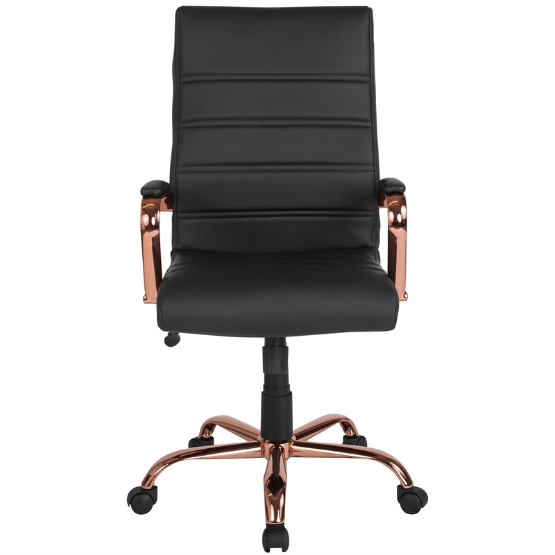 Flash Furniture High Back Leather Swivel Office Chair in Black