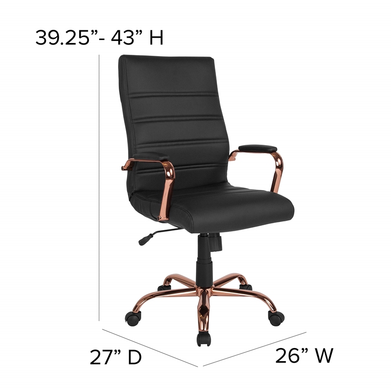 Flash Furniture High Back Leather Swivel Office Chair in Black