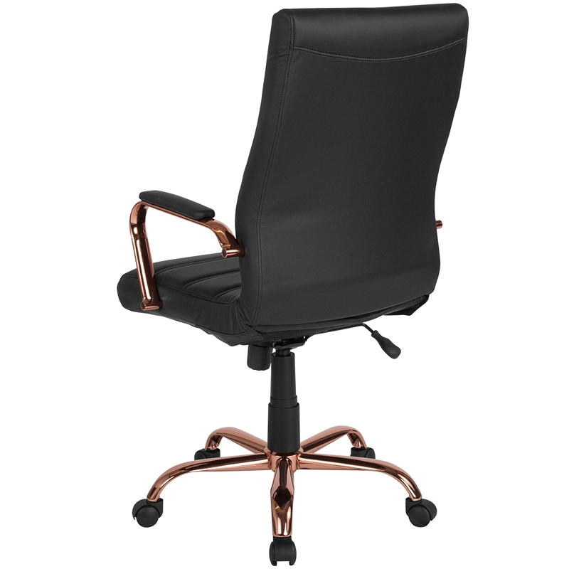 Flash Furniture High Back Leather Swivel Office Chair in Black