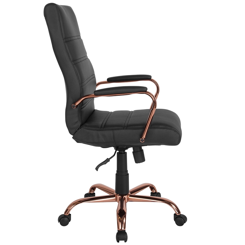 Flash Furniture High Back Leather Swivel Office Chair in Black