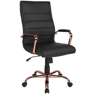 flash furniture horizontal leather stitching office swivel chair in black and rose gold