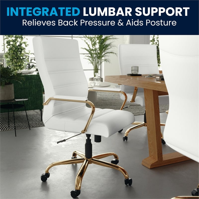 Flash Furniture High Back Leather Swivel Office Chair in White