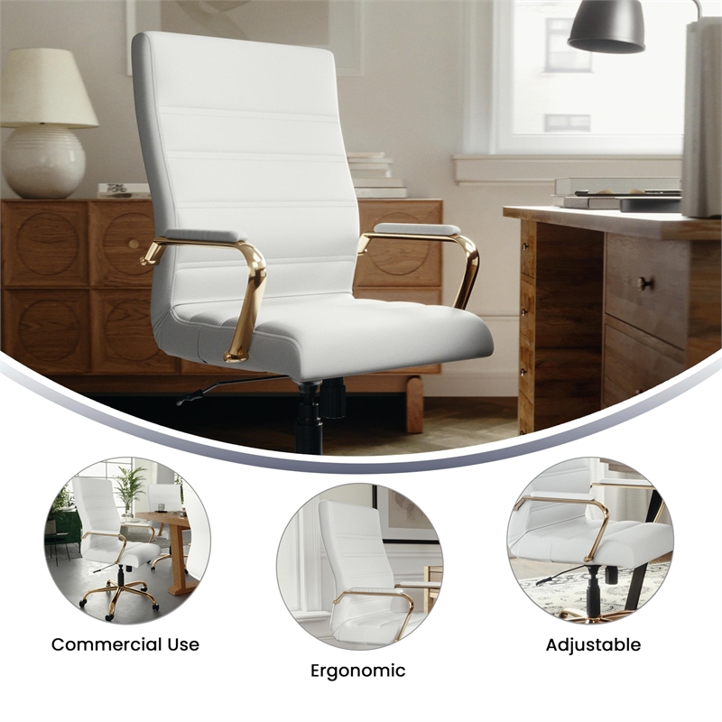 Flash Furniture High Back Leather Swivel Office Chair in White