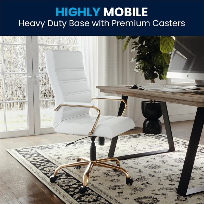 Flash Furniture High Back Leather Swivel Office Chair in White