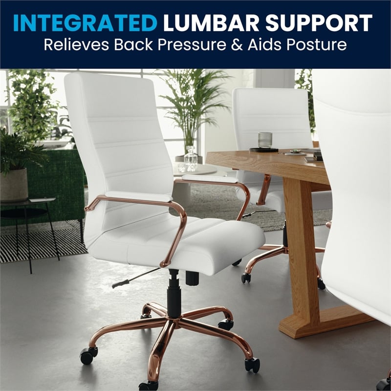 Flash Furniture High Back Leather Swivel Office Chair in White