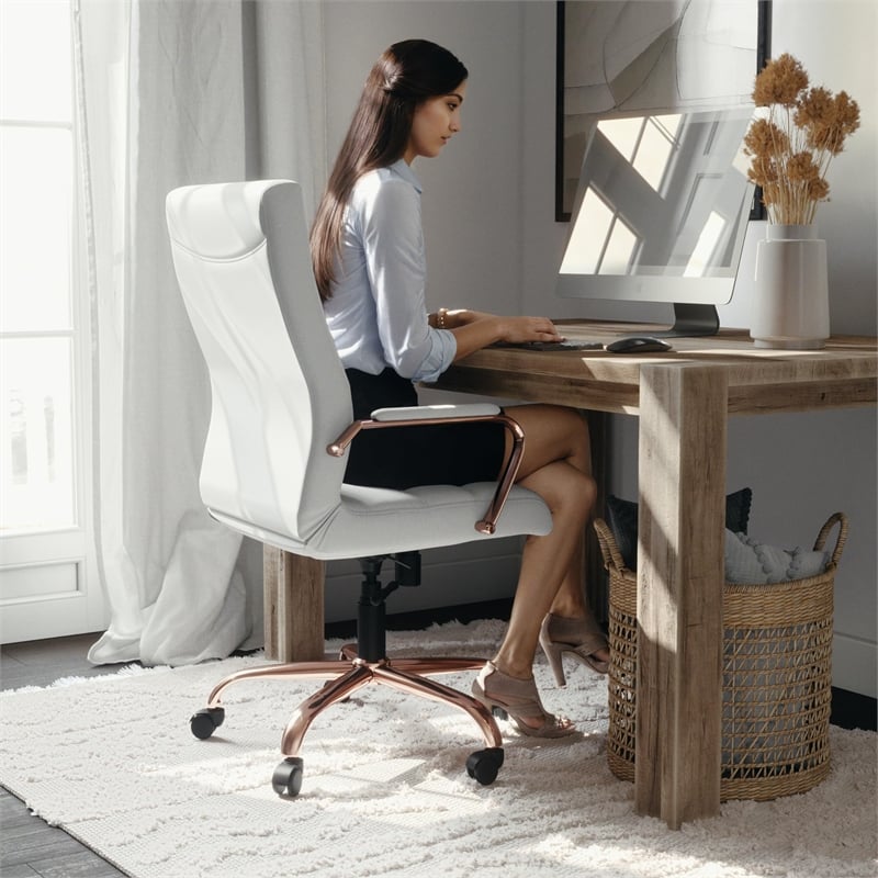 Flash Furniture High Back Leather Swivel Office Chair in White