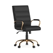 Flash Furniture Mid Back Leather Office Swivel Chair in Black and Gold