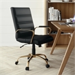 Flash Furniture Mid Back Leather Office Swivel Chair in Black and Gold