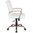 Flash Furniture Mid Back Leather Office Swivel Chair in White and Rose Gold