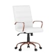 Flash Furniture Mid Back Leather Office Swivel Chair in White and Rose Gold