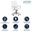 Flash Furniture Mid Back Leather Office Swivel Chair in White and Rose Gold