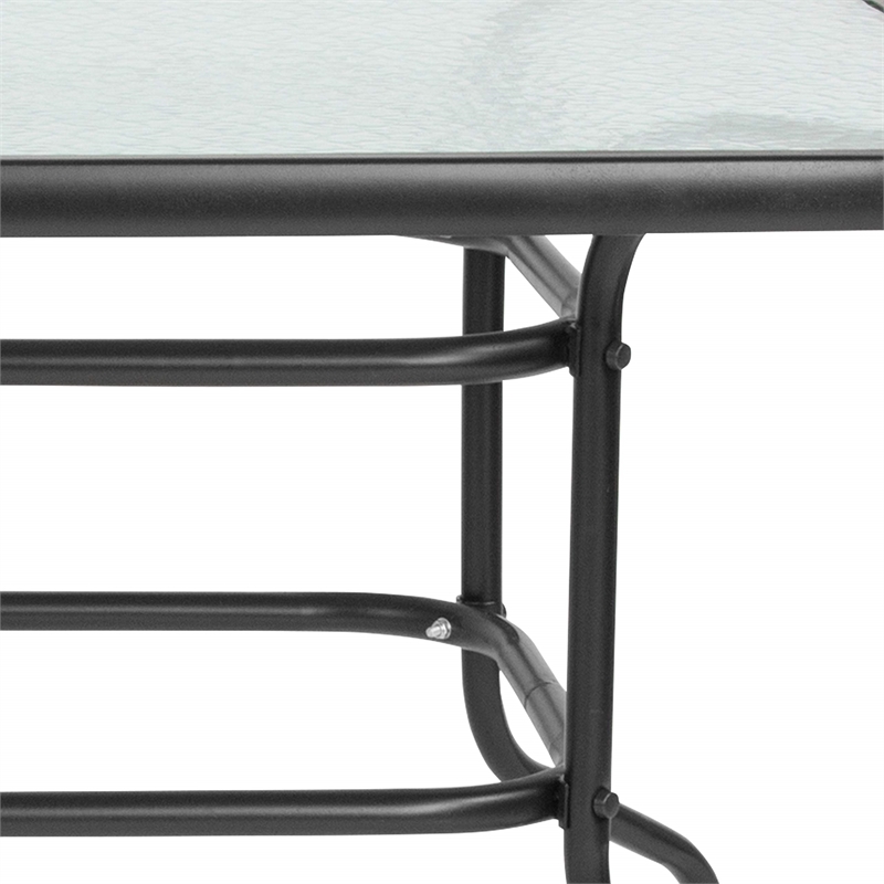 Flash Furniture 55X31.5 Glass Metal Table In Clear Top Black Frame